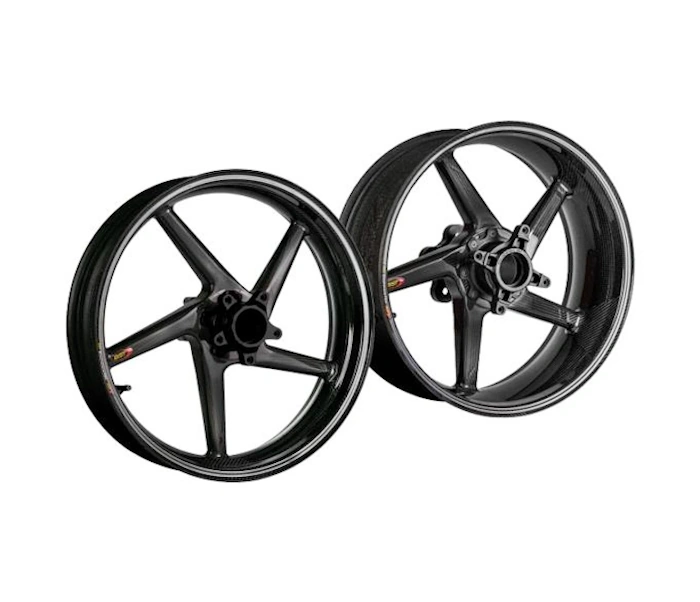 BST 5-Spoke Front & Rear Carbon Fiber Wheels Rims Yamaha YZF R3 (MT03 /R25) w/ Ceramics