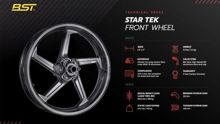 BST STAR-TEK Front & Rear Carbon Fiber Wheels Rims Yamaha YZF R1 R1M - Image 5